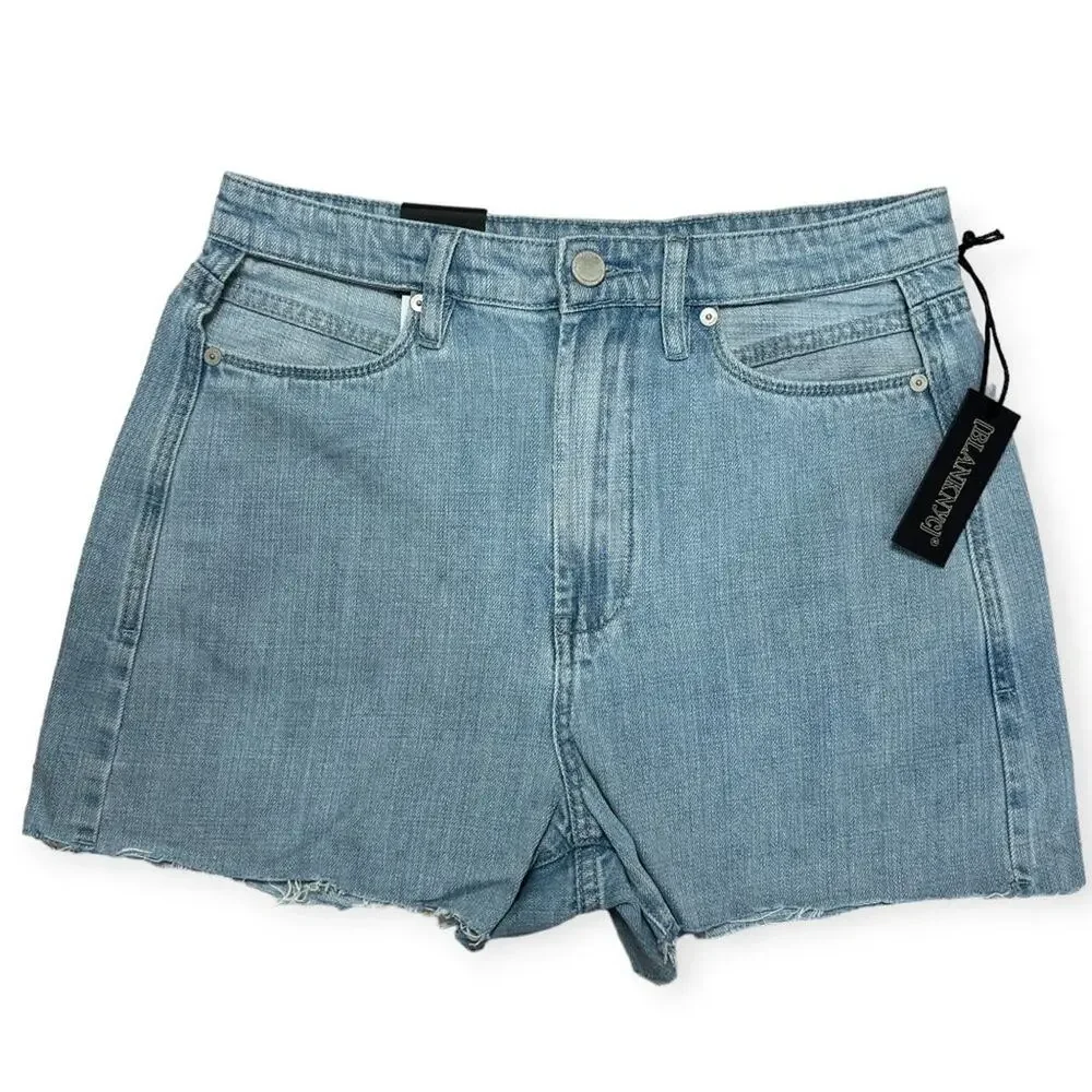 Blank NYC High Rise Cutout Denim Shorts SIZE 28 Blue Distressed Festival